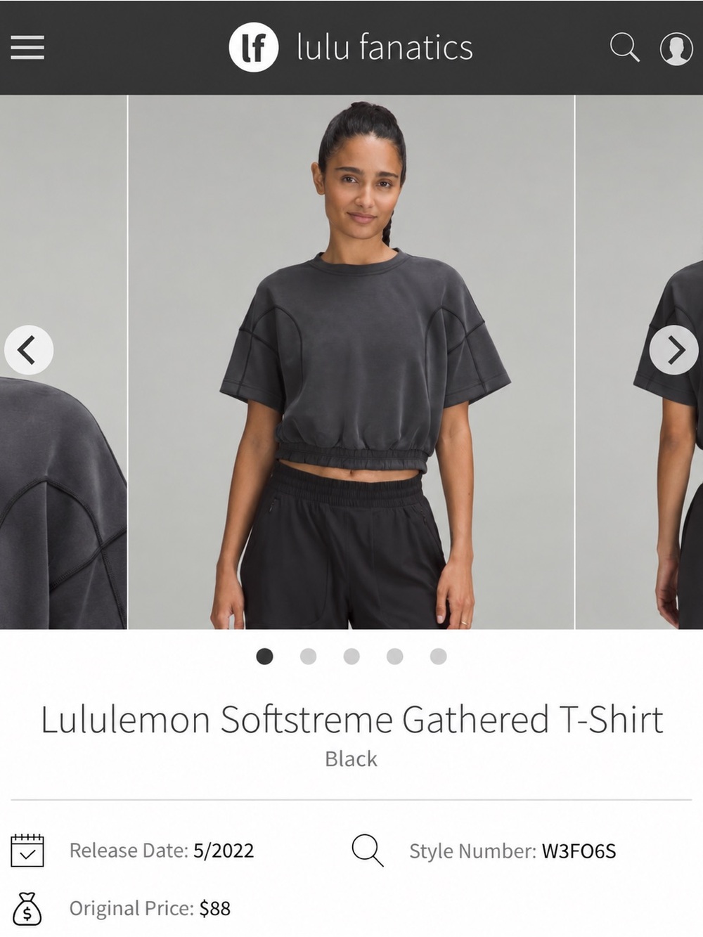 NWT Lululemon Softstreme Gathered T-Shirt Black BLK Size 6